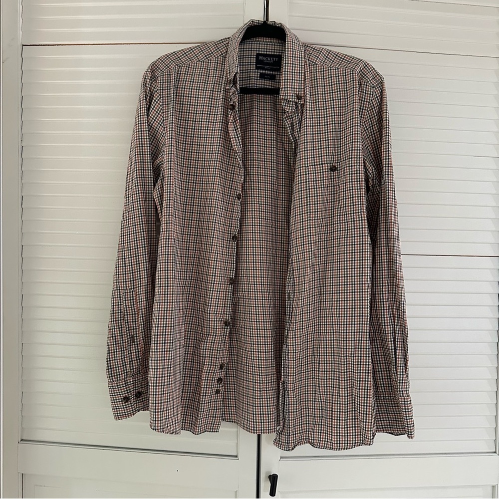 Hackett London Men's Checkered slim fit Button-Up Shirt